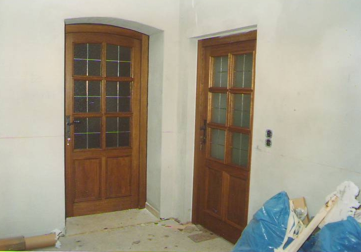 Repliky oken a dveří 04 Dveře masív dub včetně repliky historického skla